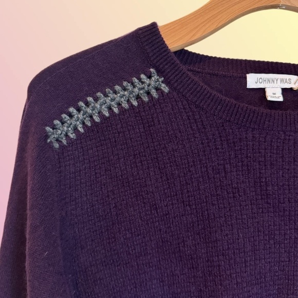 NWT Johnny Was Mishika Waffle Pullover Med Wool/Cashmere Purple Sweater - Picture 3 of 8